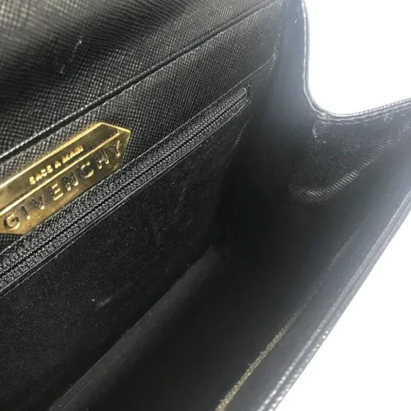 AUTHENTIC GIVENCHY Shoulder Bag vintage Hand Bag Leather Black/GoldHardware